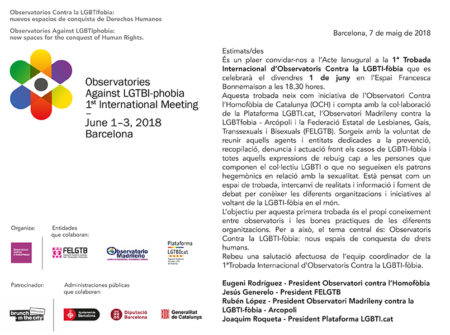 01-03/06::. 1ª Trobada Internacional d’Observatoris Contra la LGBTI-fòbia